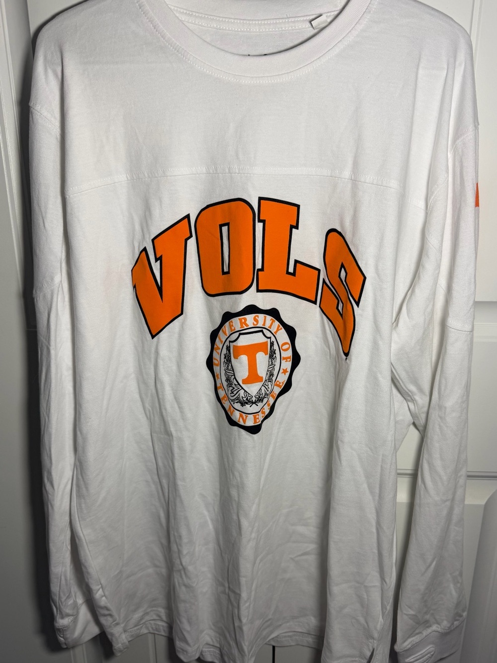 Tennessee Volunteers Pressbox Long Sleeve Shirt Womens L White Orange Vols NWOT